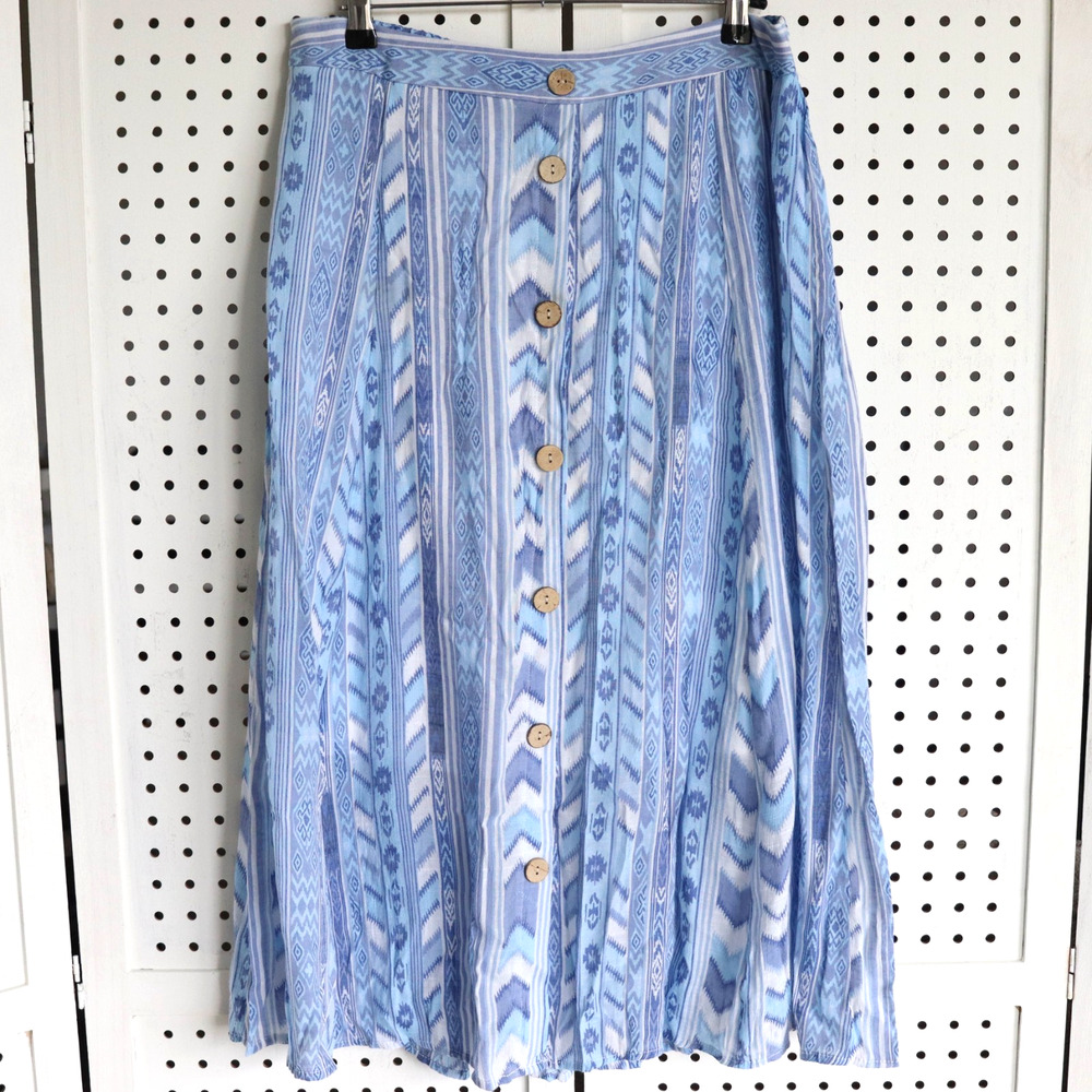 Mille Gabrielle Blue Lightweight Midi Skirt Womens SIZE L